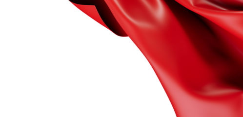Elegant red fabric flowing against a white background. Perfect for designs related to fashion, luxury, or textiles. Captures a sense of movement