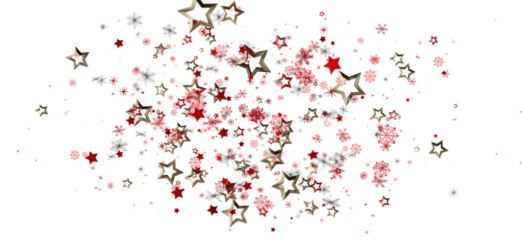 Elegant festive abstract background with golden stars, red stars, and snowflakes on a white background. Perfect for Christmas or holiday themed