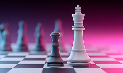 Chess pieces arrayed against transparent background