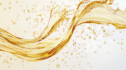 A wave of liquid with bubbles and droplets of water