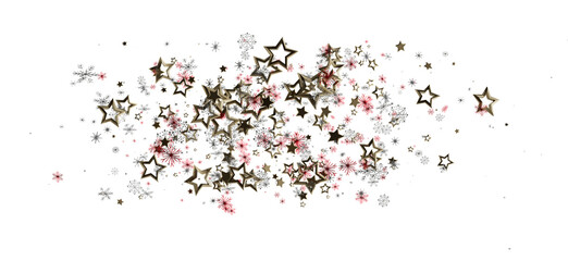 Elegant background design with gold stars and delicate snowflakes, ideal for holiday cards, celebrations, and event invitations. Festive, decora
