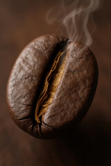 Steaming Roasted Coffee Bean Closeup