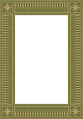 Classic Greek green and gold square ornament. Vector pattern, ancient Hellenic rectangle. European border.