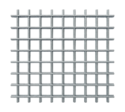 Zinc-coated steel mesh panels for durable reinforcement in road construction.