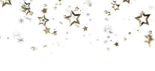 Sparkling gold stars and snowflakes, perfect for festive designs, celebrations, and magical backgrounds.