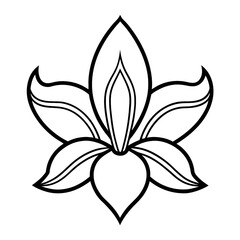 Stylized Lotus Flower Outline Vector Art symbol