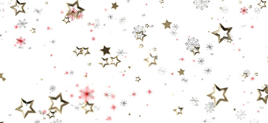 Elegant background featuring falling golden stars and snowflakes. Perfect for Christmas, New Year, celebrations, or general holiday themes.