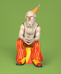 Statue of Socrates.Socrates with a red clown nose and hat. 3D rendering