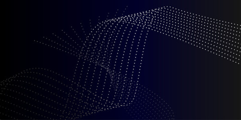Dotted abstraction on black background. Illustration. Modern Wave Lines Abstract Background With Particles. Vector. Grey dots in motion vector abstract background over black .