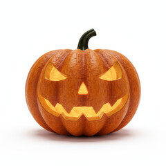 Set of 3D carved jack-o&rsquo;-lantern pumpkins glowing in various styles and sizes. Perfect Halloween PNG for festive designs and spooky ads.