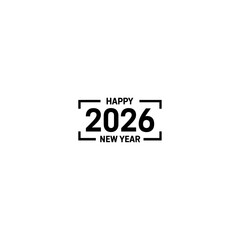 Minimalist vector graphic design for happy new year 2026 celebration announcement silhouette vector illustration white background 