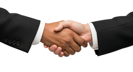 Two Businessmen shaking hands in agreement partnership success meeting concept