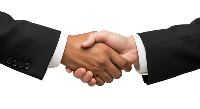 Two Businessmen shaking hands in agreement partnership success meeting concept