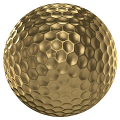 Golf ball gold isolated transparent background 3d rendering
