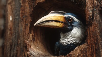 Portrait of a visayan hornbill in nest wildlife photography bird watching avian species nature conservation