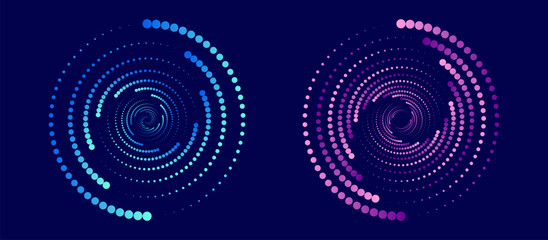 A swirling spiral of moving particles. A dynamic abstract design element. Vector technologies.