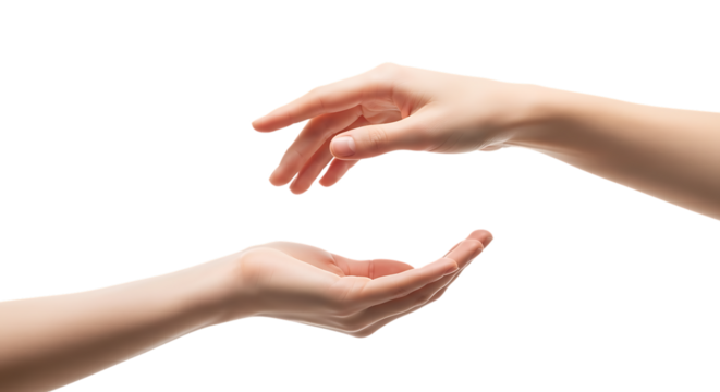 Two outstretched hands in a receiving or giving gesture concept
