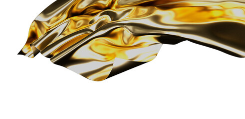 A stunning 3D render of flowing golden fabric with intricate details. Perfect for luxury, design, and artistic projects. High-quality texture an