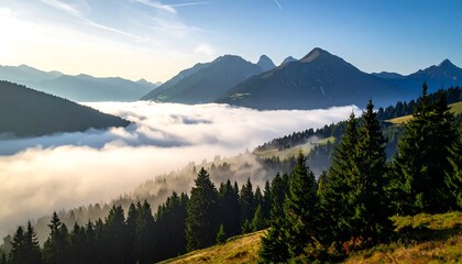 Majestic Mountain Valley at Sunrise.