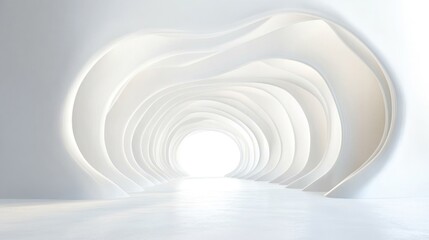 Obraz premium White tunnel, light at end, abstract architecture, futuristic design, website background