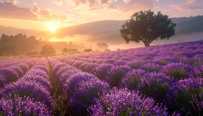 Sunrise Lavender Field Serenity.