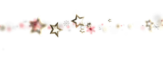 Elegant and artistic festive garland of stars and flowers against a clean white backdrop, ideal for...