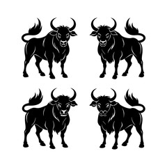 Powerful Bull Silhouettes Collection
