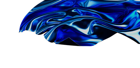 Captivating abstract image of flowing blue fabric with a liquid metallic effect. A modern,...