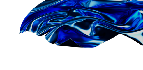 Captivating abstract image of flowing blue fabric with a liquid metallic effect. A modern, minimalist art piece, perfect for backgrounds and des