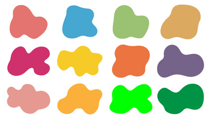 Set of bright fluid shapes isolated on white background