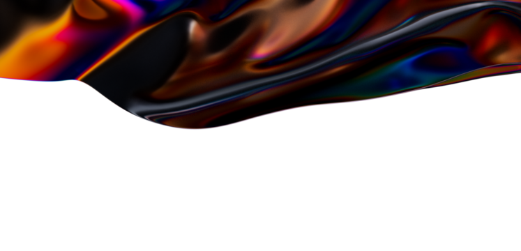 Stunning abstract background featuring vibrant iridescent fluid texture overlaying a clean white background. Ideal for digital designs, website