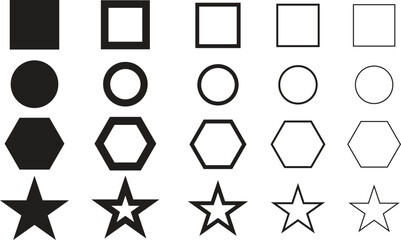 Filename
Geometric Shapes Variety Illustration including Square Circle Hexagon and Star in Varying Line Weigh.eps
