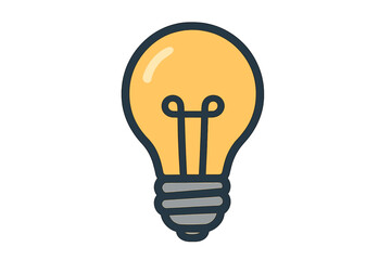 Stylized glowing light bulb icon with dark outline for new ideas