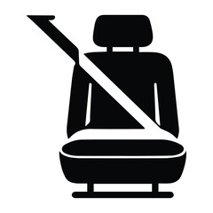 Seatbelt Protection Safety Symbol – car seat with safety belt illustration, passenger protection, driving safety, and transportation security design vector