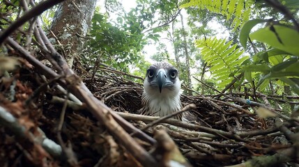 Philippine eagle chick in nest wildlife conservation endangered species raptor bird of prey nature photography