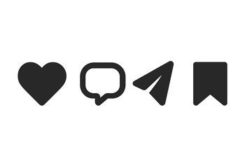 Set of social media interaction symbols for engagement and communication