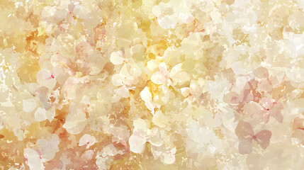 A painting of flowers with a yellow background