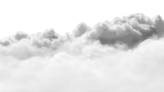Clouds against the sky, depicting serenity and peace. Isolated on transparent background, png