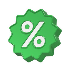 green percent 3d rendering design in serrated frame