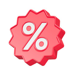 red percent 3d rendering design in serrated frame