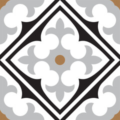 Stunning decorative tile pattern with geometric and floral elements, perfect for elegant interiors or vintage designs, sophisticated style for creative projects