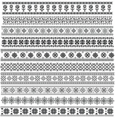 Sami vector seamless pattern Ornamental Borders Lapland folk art