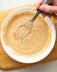 Whole-wheat cake with baked pear and cinnamon. Step-by-step recipe to learn how to cook.