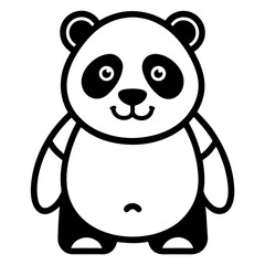 Panda outline vector on white background 