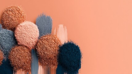 Vibrant abstract illustration showcasing colorful brush strokes and textured powder on a soft background