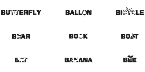 Letter B Typography Silhouette Set of 9 – Bold Minimal Modern Alphabet Art for T-Shirt, Poster, and Wall Decor