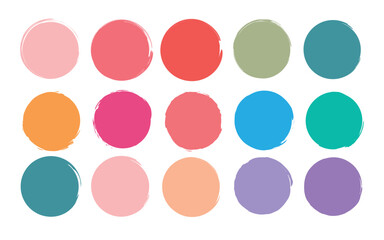 Vector set of vintage handmade round labels isolated on white background. brush circle shape sticker backdrop grunge sale sticker