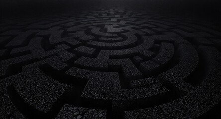Dark and Mysterious Maze with Intricate Paths.