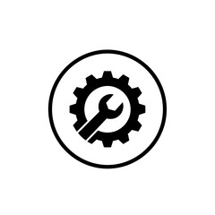 Mechanical Gear and Wrench Icon – Engineering, Maintenance, and Repair Symbol