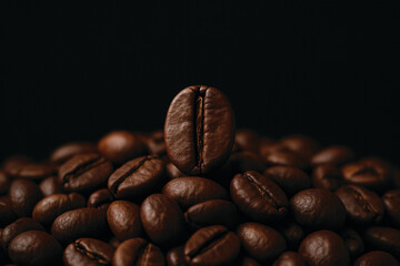 Coffee beans on a black background